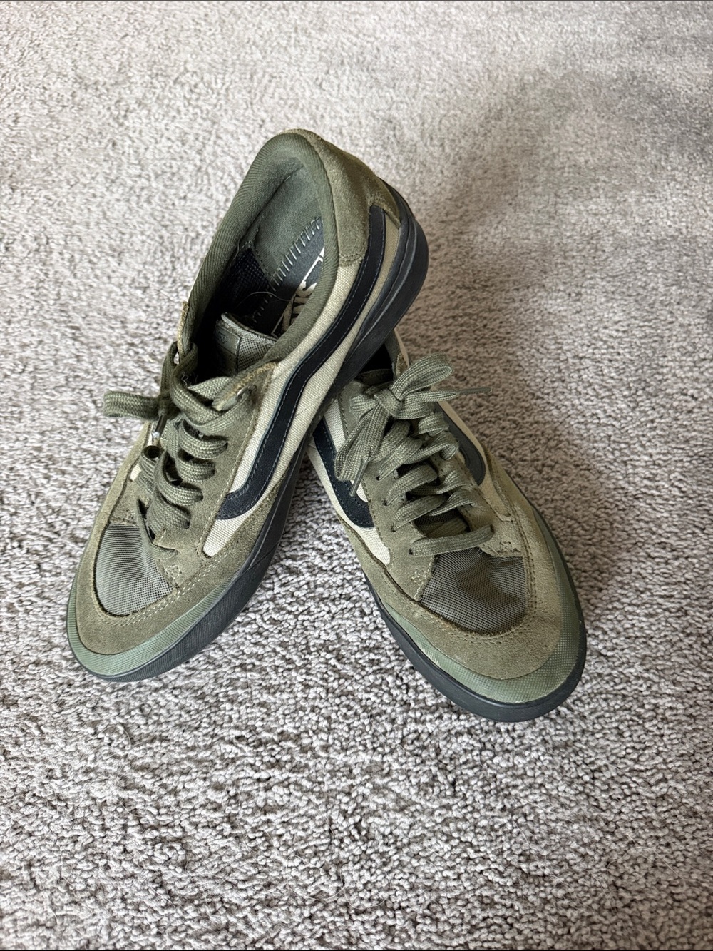 Vans Olive Green and Black Low-Top Sneakers